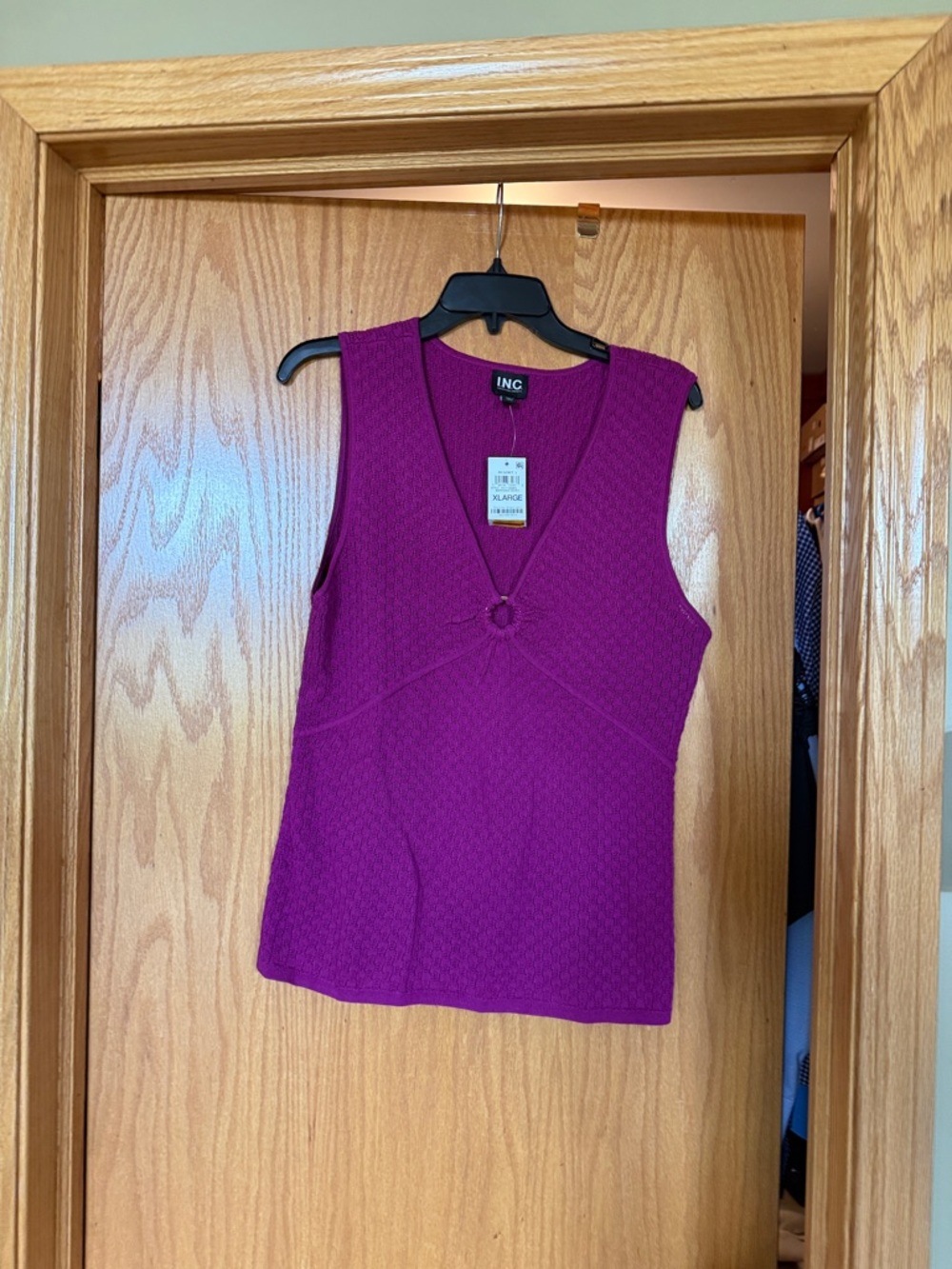 INC International Concepts Sleeveless V-Neck Tank in Magenta